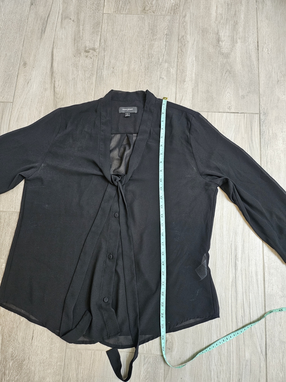 Banana Republic Black Tie-Neck Sheer Blouse - Women Tops - Picture 4 of 6